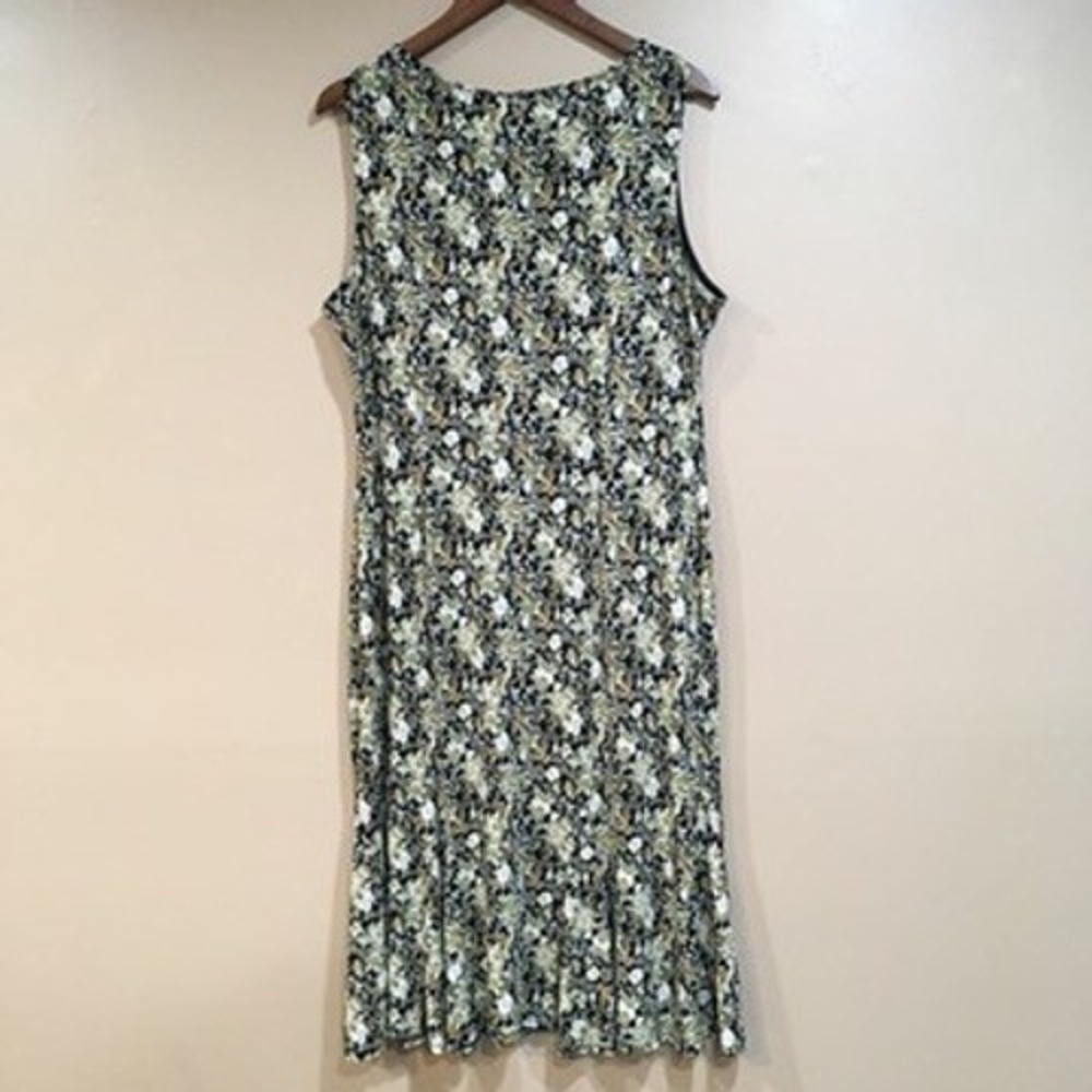 Vintage Floral Midi Dress Women 16 Green Forest Fairy Grunge Grandma Cottage Y2K - Picture 5 of 8